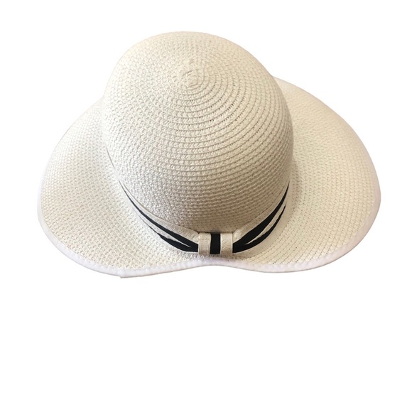 Magid Woven Sun Hat Two-Tone Paper Straw Black and White Bow - Picture 2 of 5